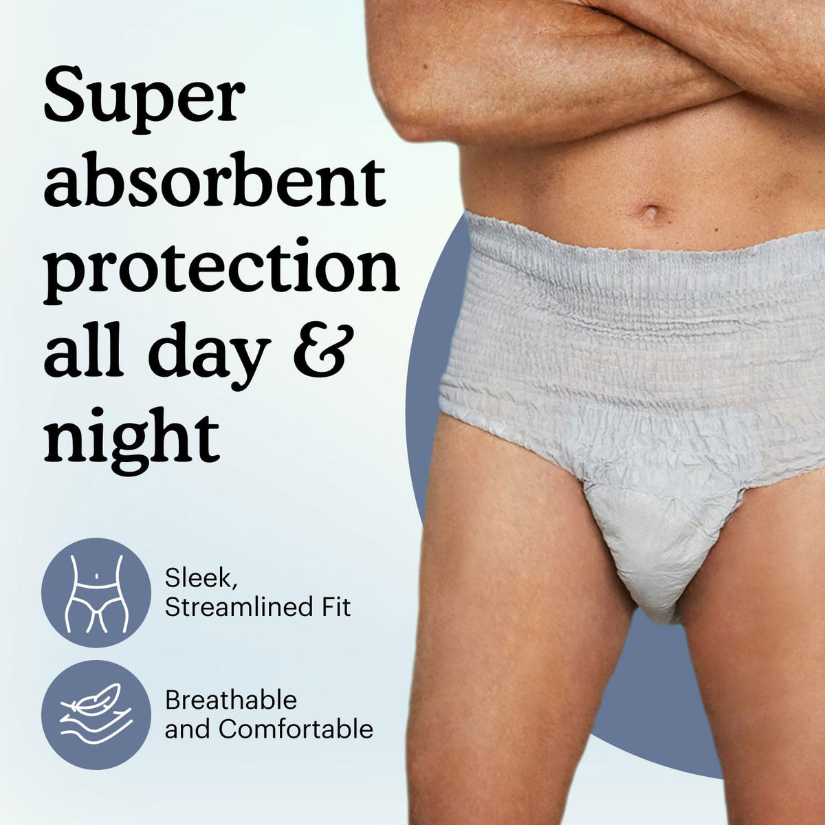 Maximum Incontinence Underwear for Men, Grey, Large, 80 Count D759005