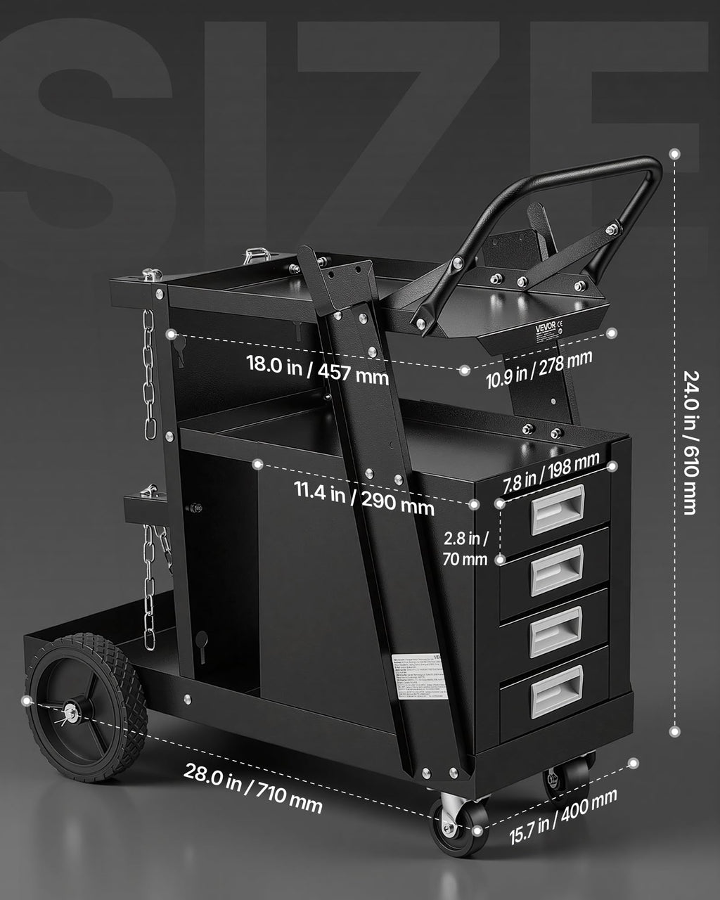 2-Tier 4 Drawers Welding Cart 265 LBS Weight Capacity J202135