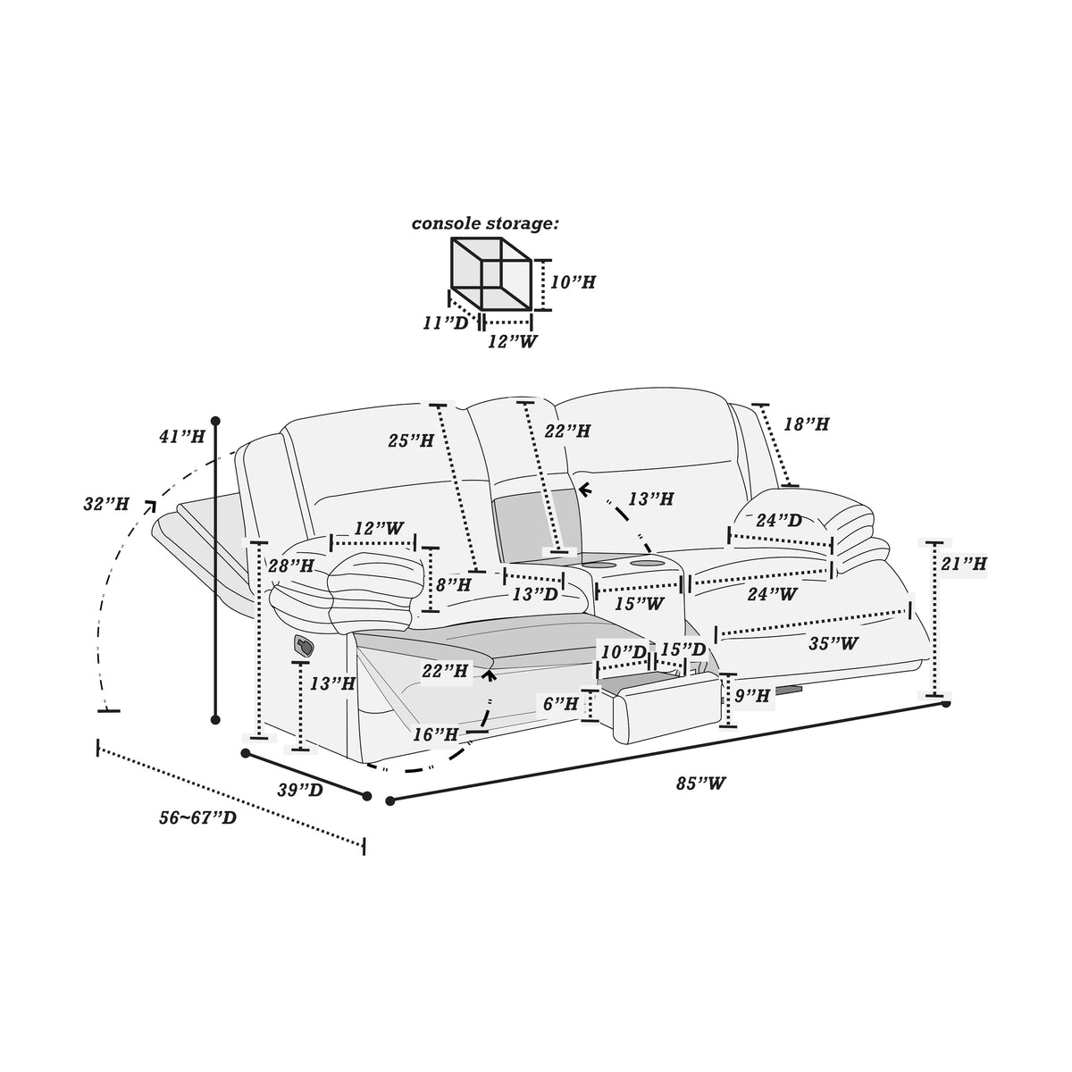 Light Gray Corduroy Manual Motion Loveseat N98502