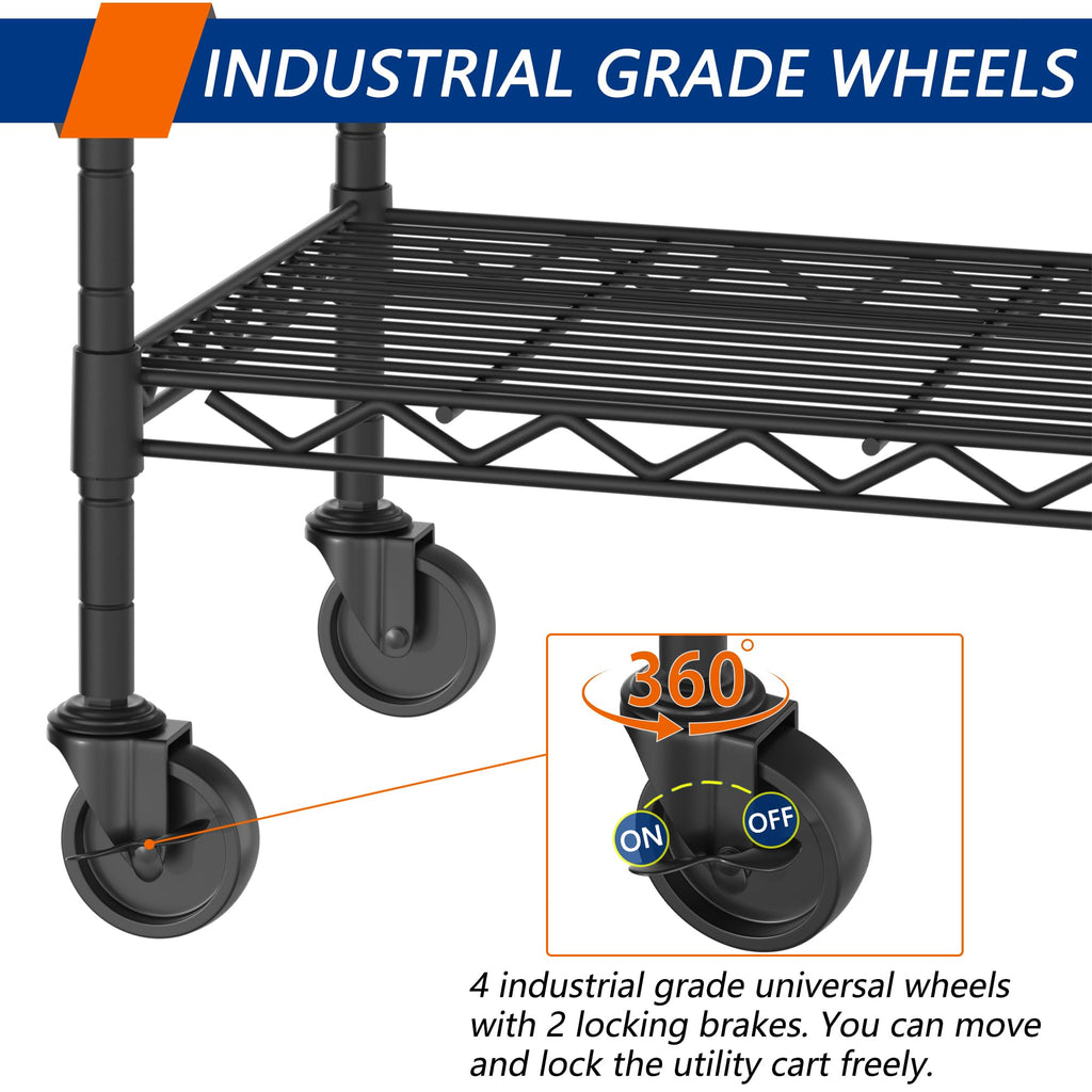 4-Shelf Adjustable Metal Storage Shelving Unit on Wheels, Black R3344