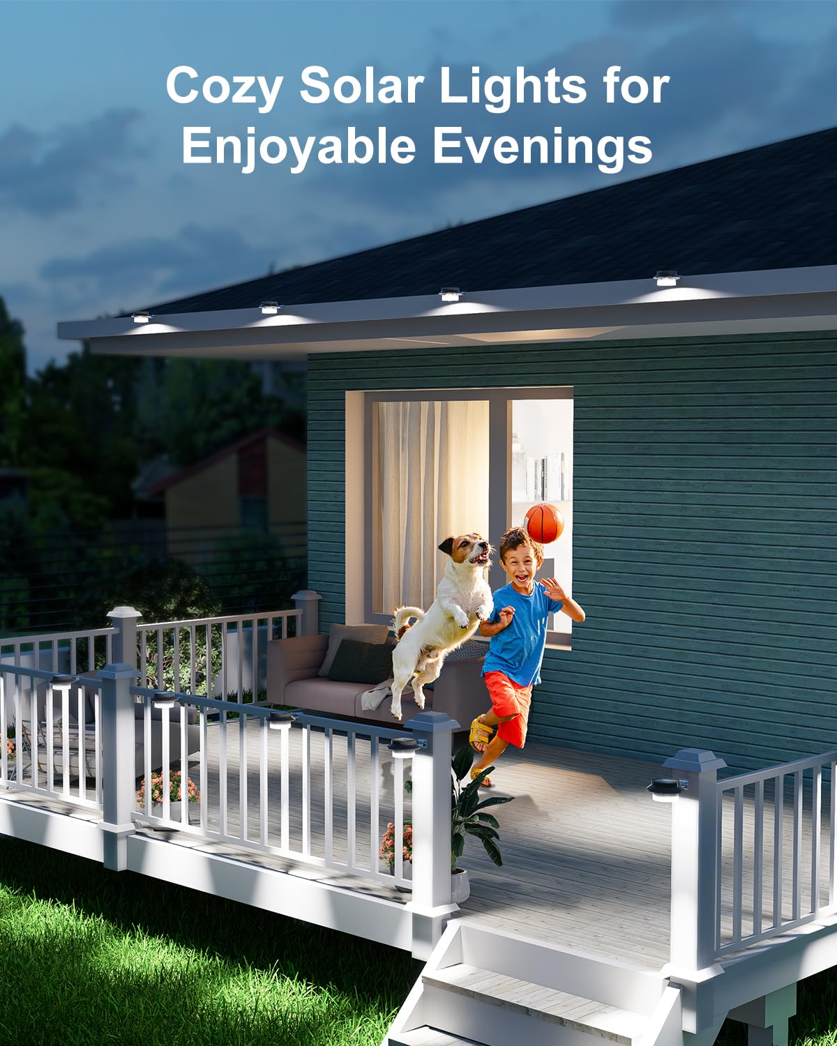 8 Pack Cool White Solar Powered Gutter Mounted Lights L864837
