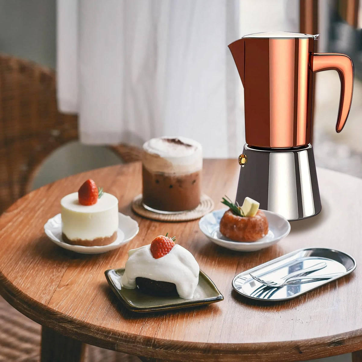 Stainless Steel Moka Pot Espresso Maker 6 Cups W587793