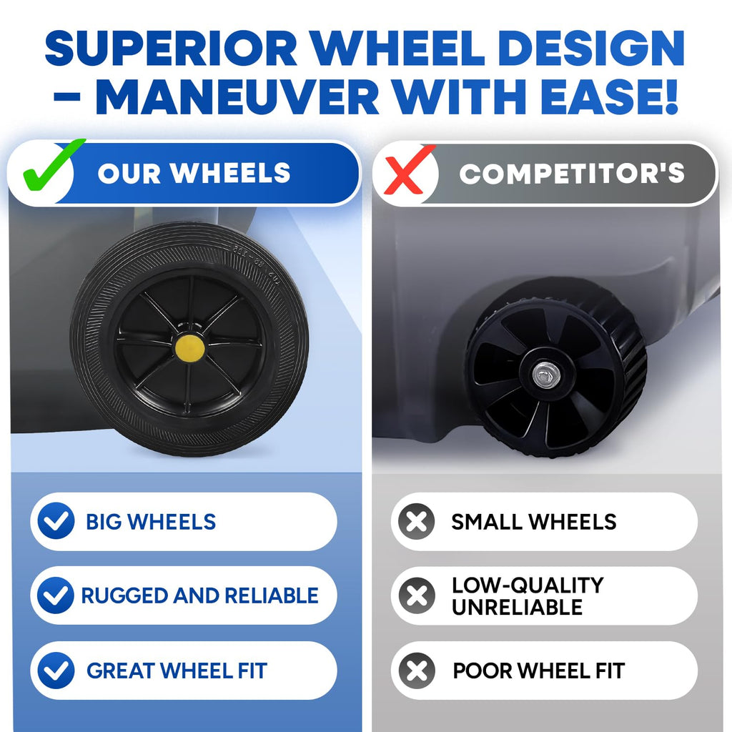 32 Gallon Plastic Trash Can with Wheels and Lid G489