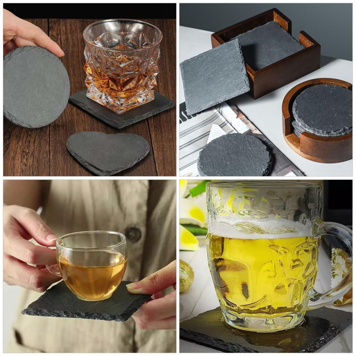 Natural Stone Square Drink Coasters Set O8411