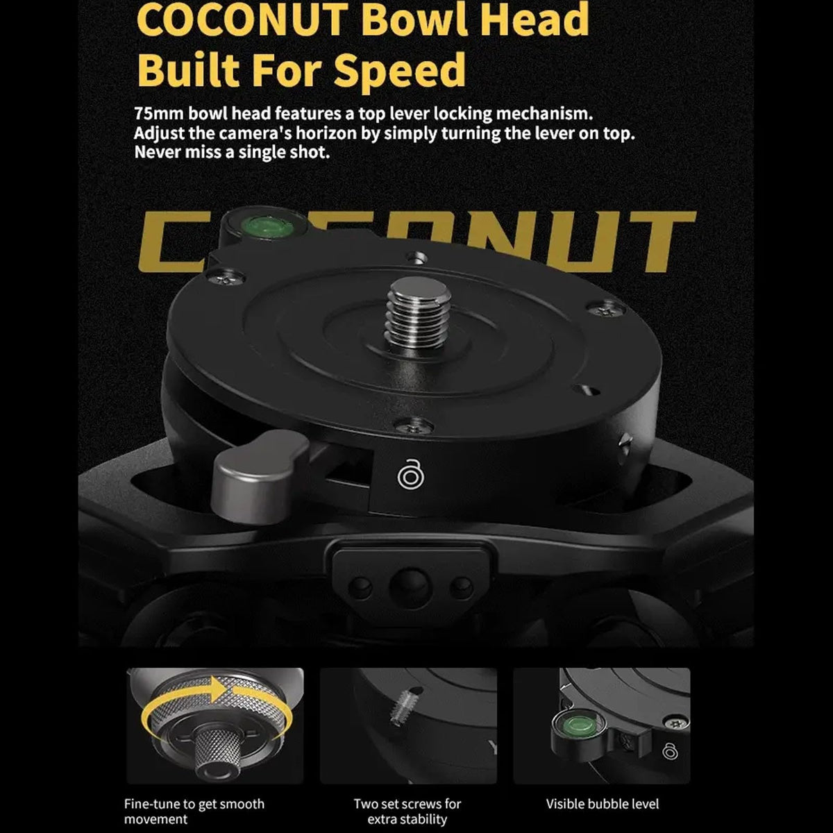Carbon Fiber Tripod with 75mm Bowl Head and Fluid Head P14293