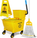 Yellow 35Qt Mop Bucket with Side Press Wringer on Wheels L383838