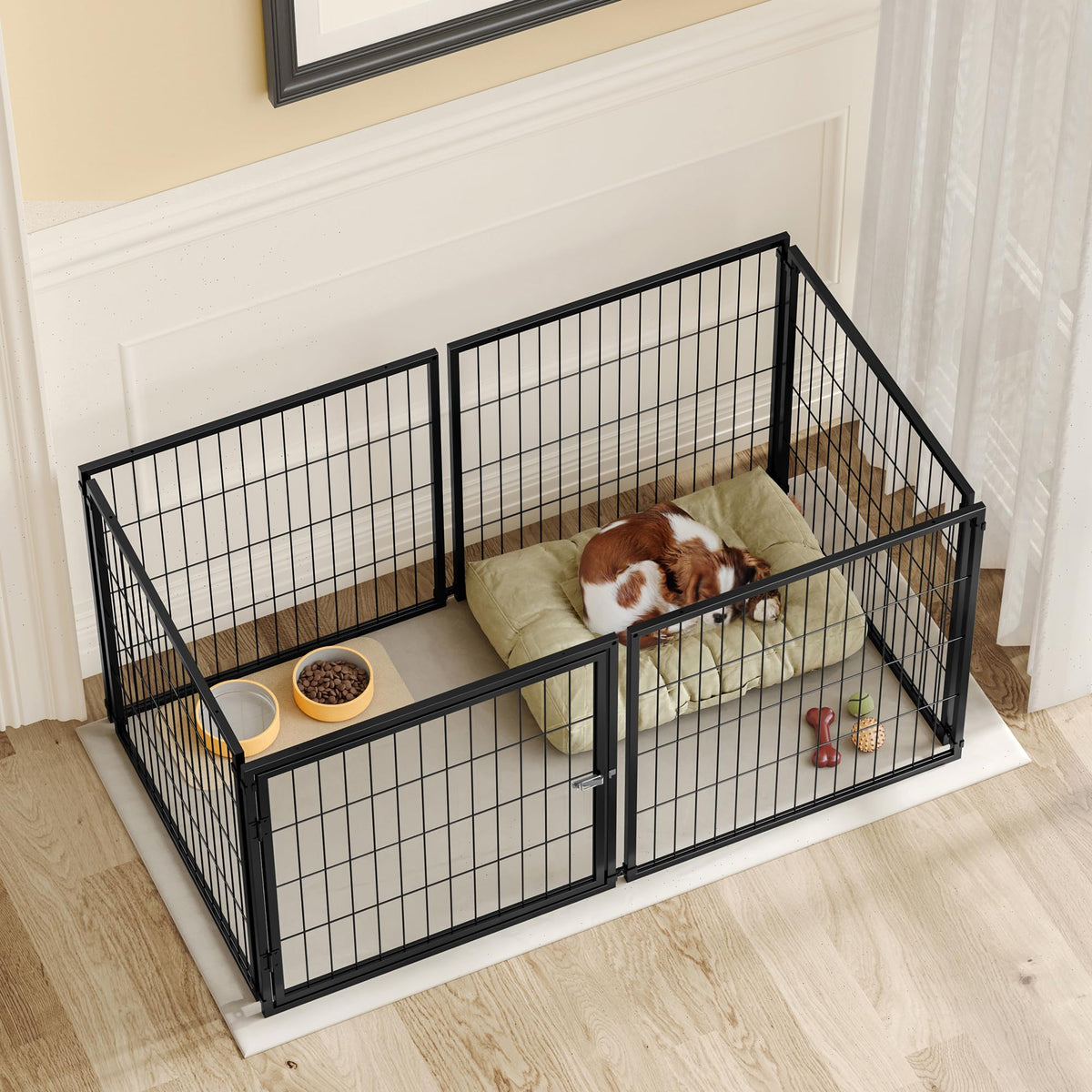 48 Inch Black Metal Dog Crate with Removable Top Cover E811