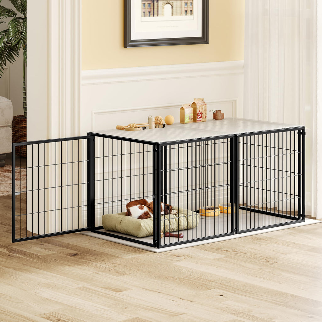 48 Inch Black Metal Dog Crate with Removable Top Cover E811