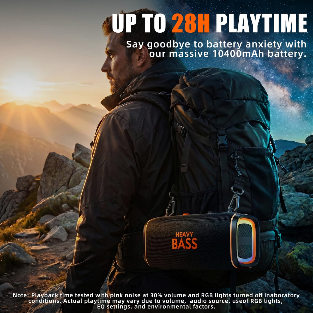 Portable Bluetooth Speaker, 120W Peak, 28-Hour Playtime M6866