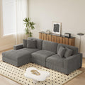 118" Light Gray Corduroy Modular Sectional Sofa with L-Shape Chaise X8553