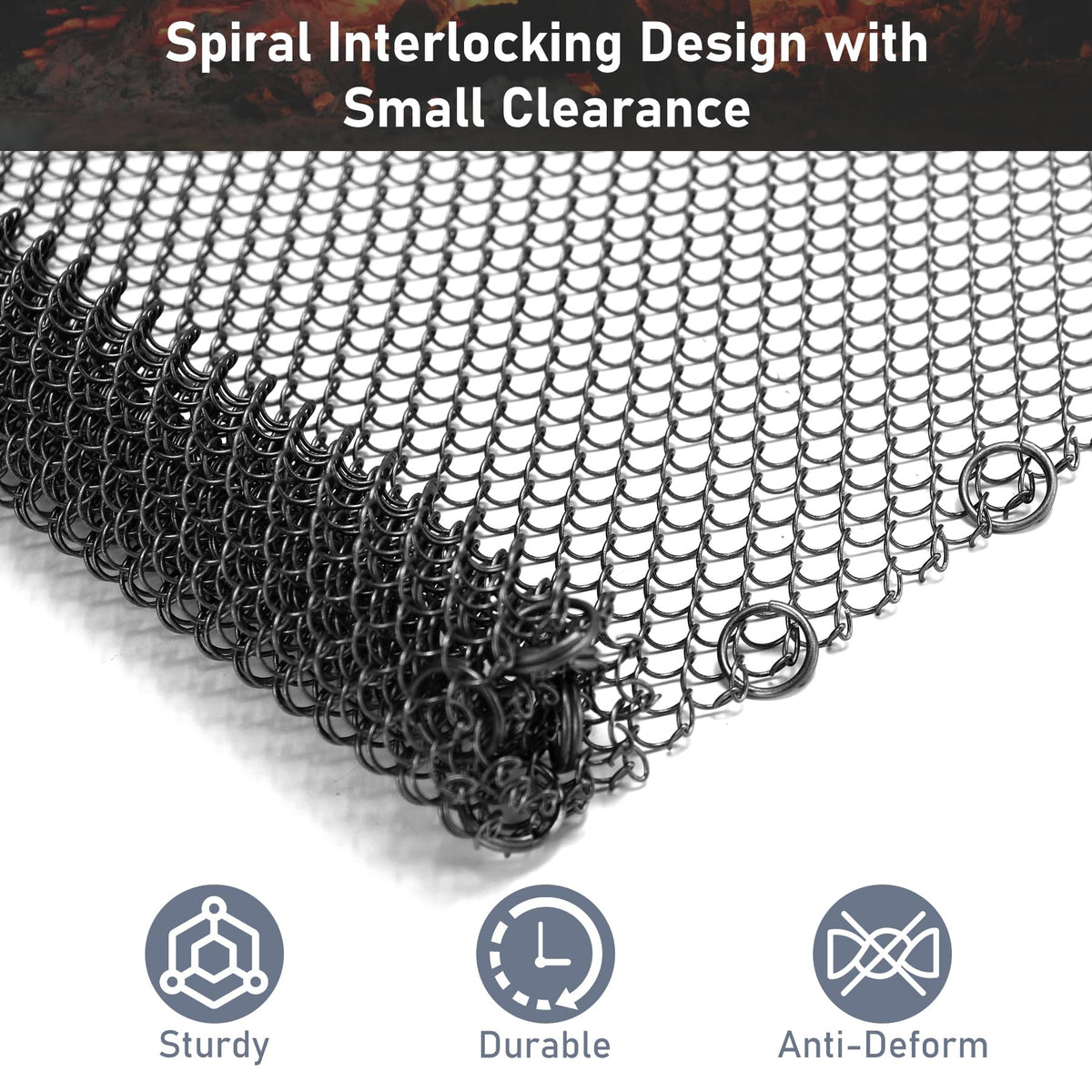 Black Fireplace Mesh Screen Curtain, Two 20" x 24" Panels F6743