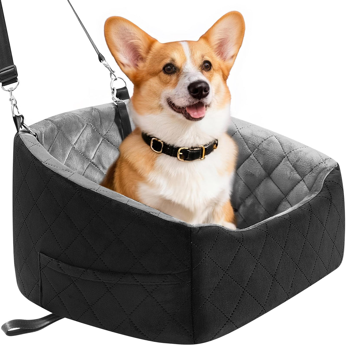 Dog Car Seat for Small Dogs Up to 30 Lbs, Grey-Black B809