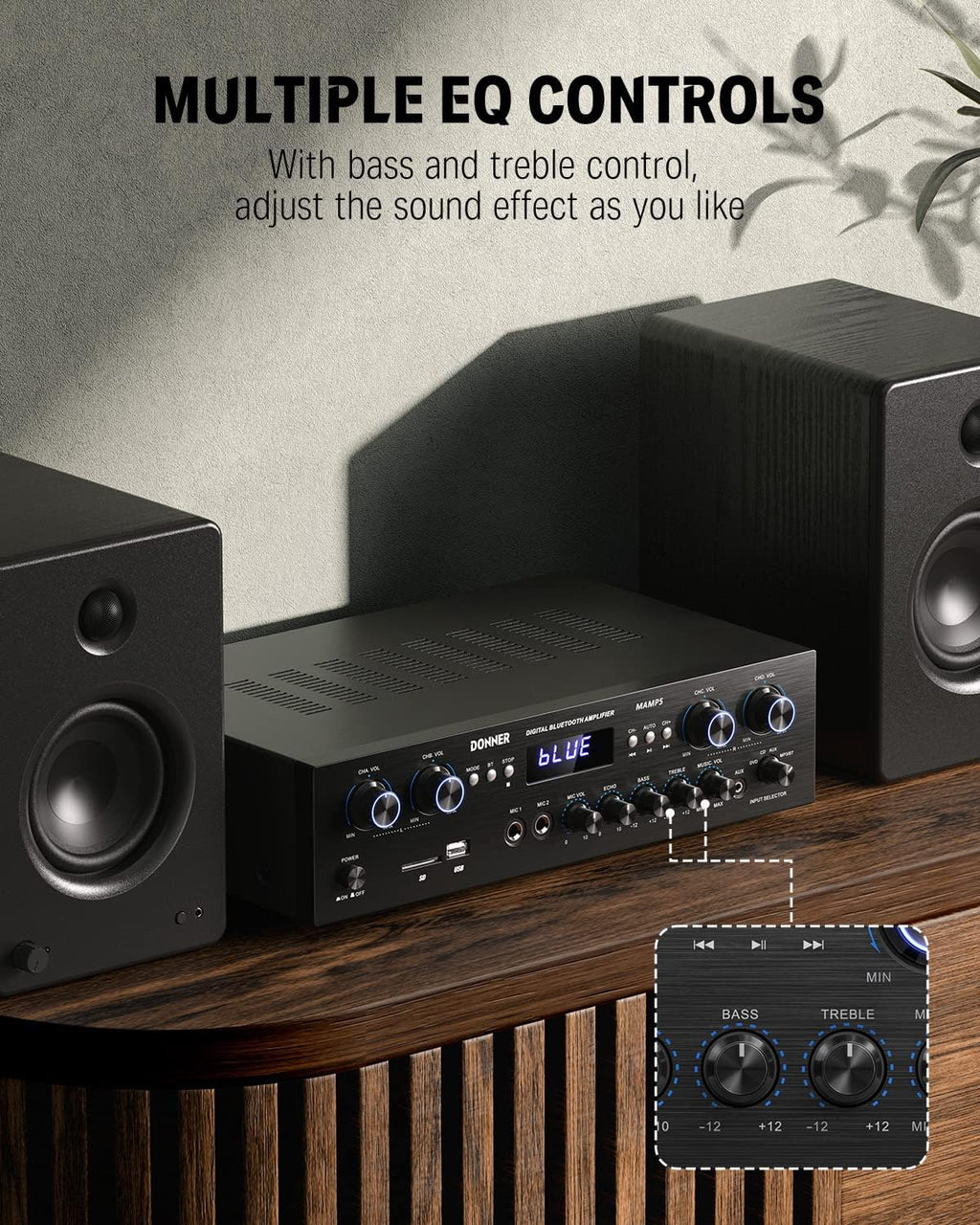 4 Channel 440W Peak Power Bluetooth Stereo Audio Amplifier Receiver A674613