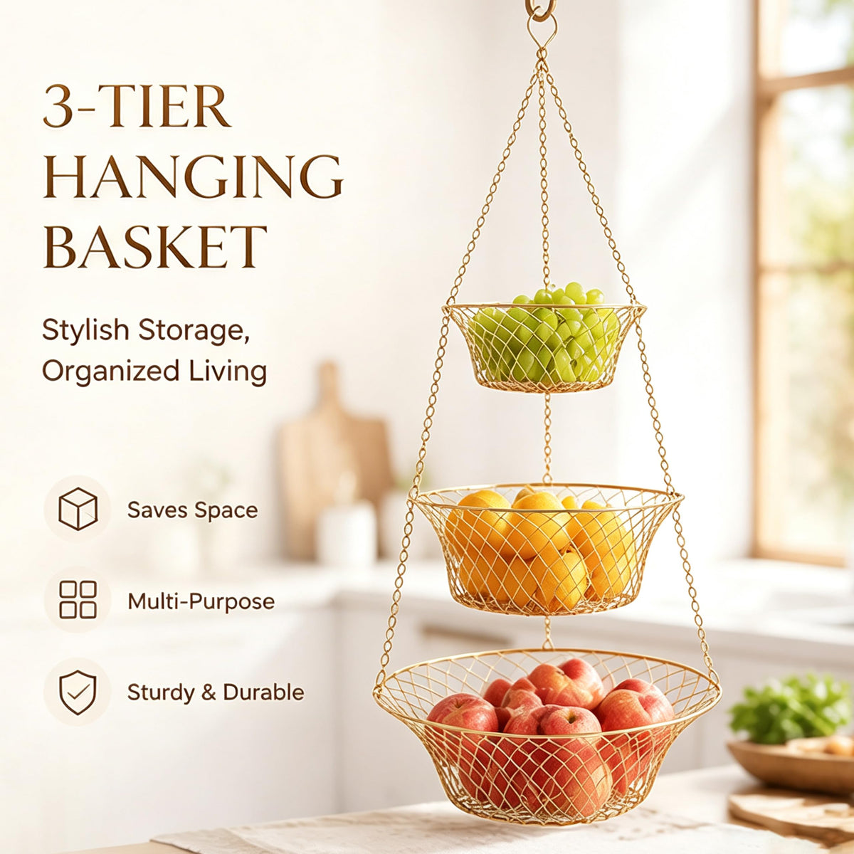 3-Tier Copper Hanging Basket I816170