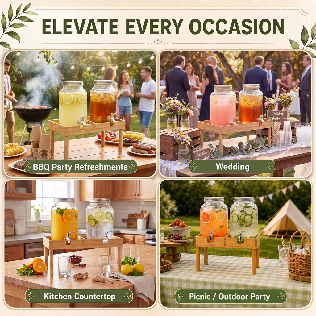 Bamboo Drink Dispenser Stand Q60504