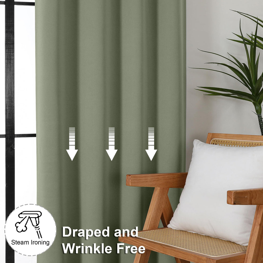 Sage Green Blackout Curtains, 72 Inch, 2 Panels Set O726855