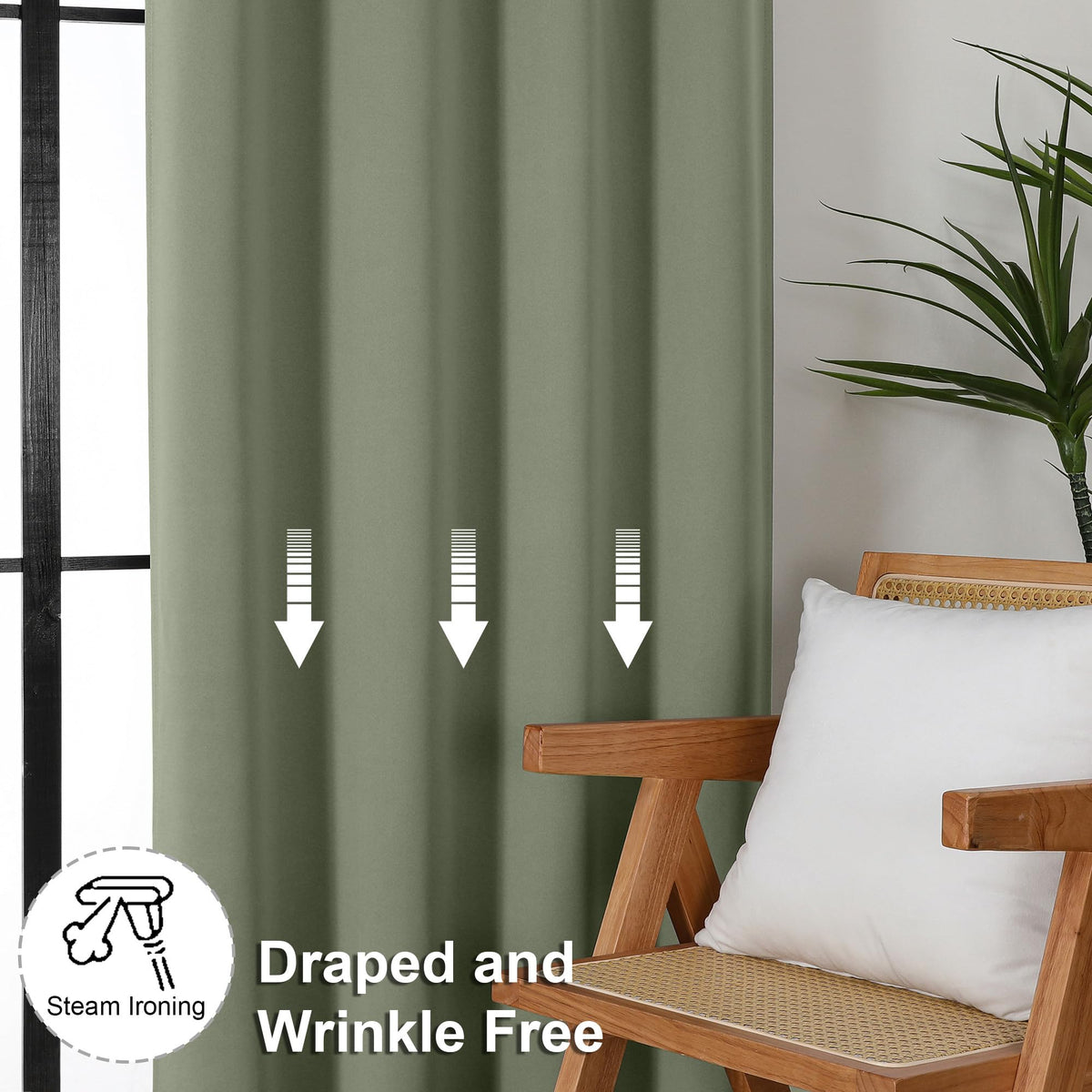 Sage Green Blackout Curtains, 72 Inch, 2 Panels Set O726855