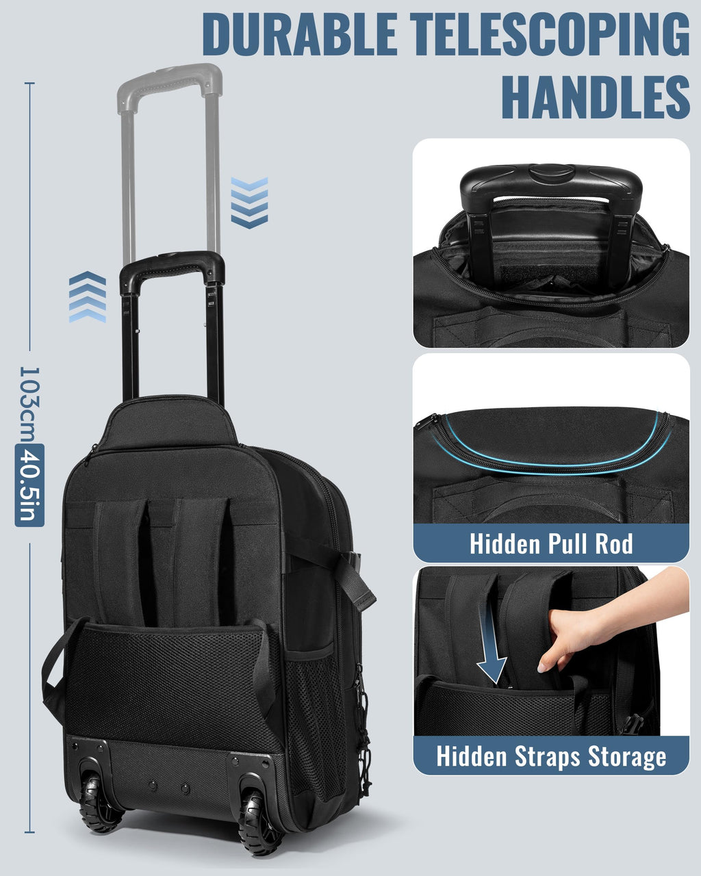 17 Inch Rolling Tactical Laptop Backpack with Wheels M12016