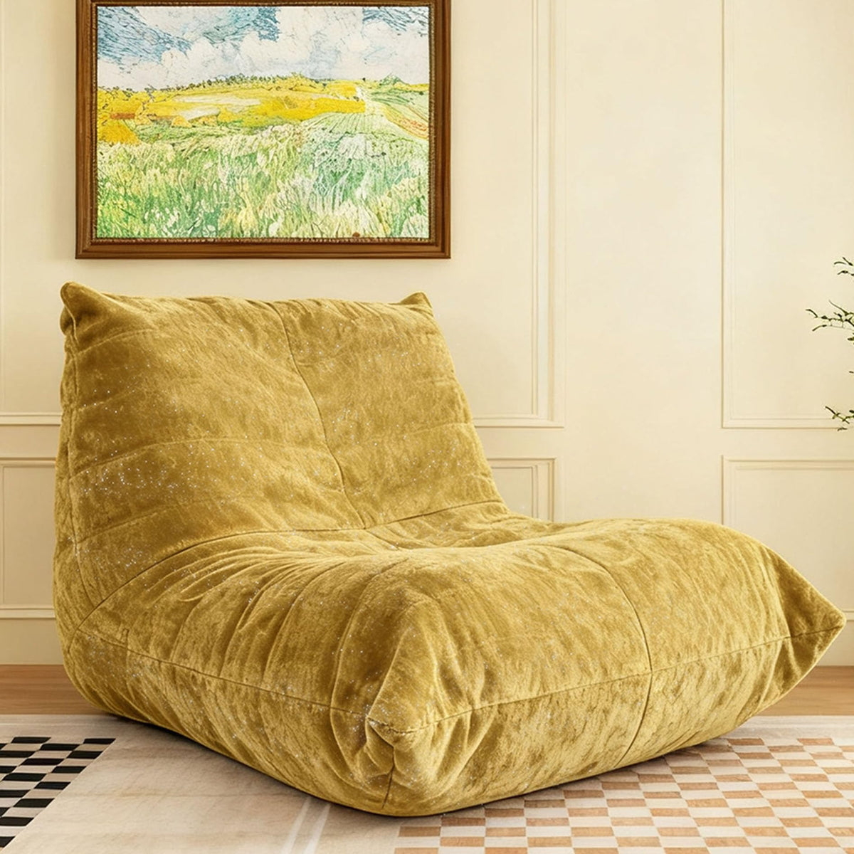 Yellow Bean Bag Chair with Memory Foam S6214