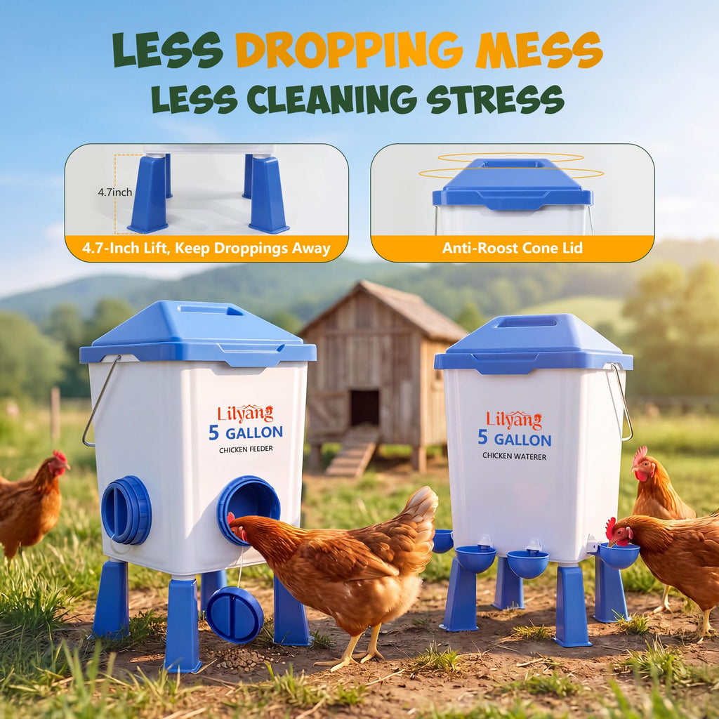Chicken Feeder and Waterer Set 5 Gallon A383