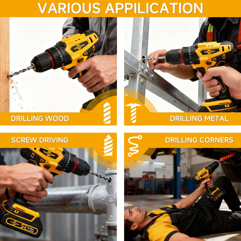 Cordless 20V Power Drill 3/8-Inch Keyless Chuck I77439