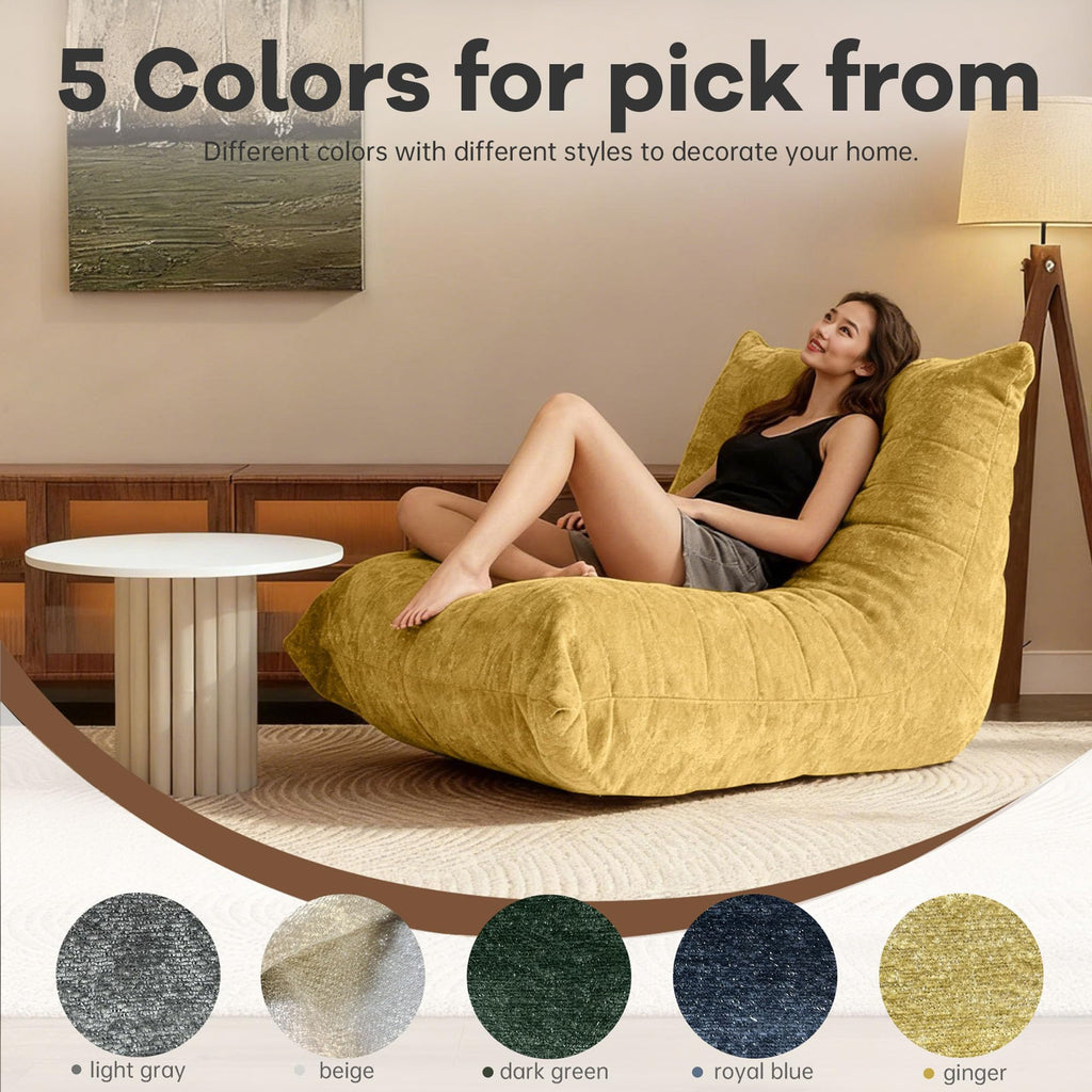 Yellow Bean Bag Chair with Memory Foam S6214
