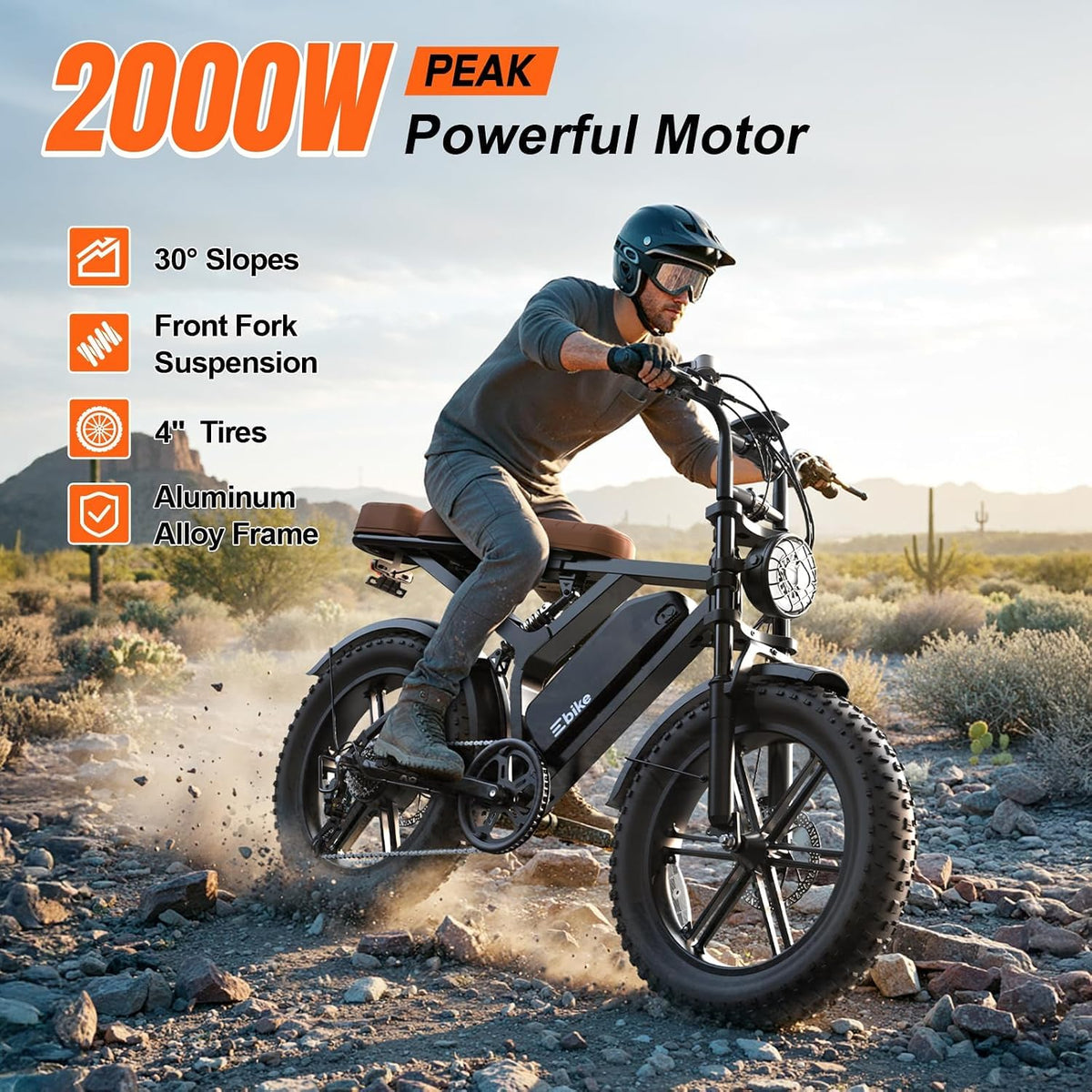 Electric Bike 48V 15 Ah Battery 2000W Peak Motor T5463