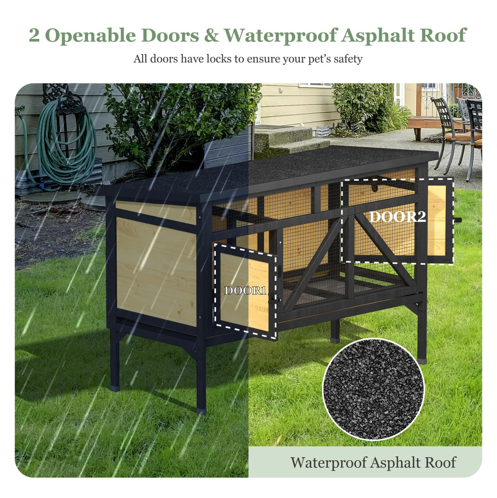 46.7" Wooden Rabbit Hutch with Removable Tray E78031
