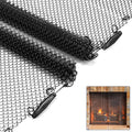 Black Fireplace Mesh Screen Curtain, Two 20" x 24" Panels F6743