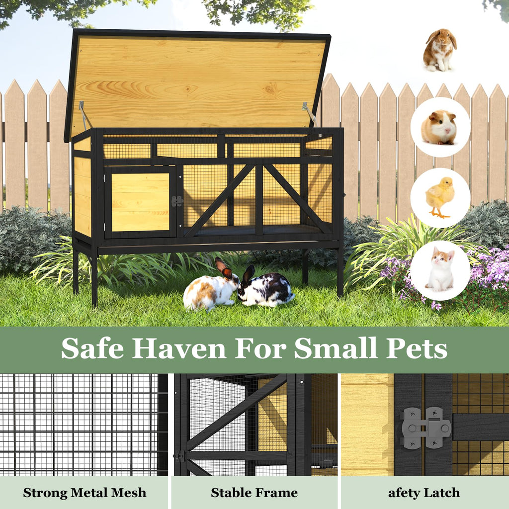 46.7" Wooden Rabbit Hutch with Removable Tray E78031