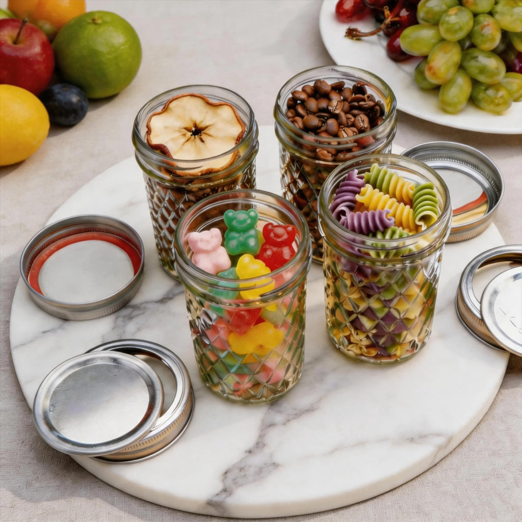16 oz Wide Mouth Glass Mason Jars with Lids, 4 Pack E301