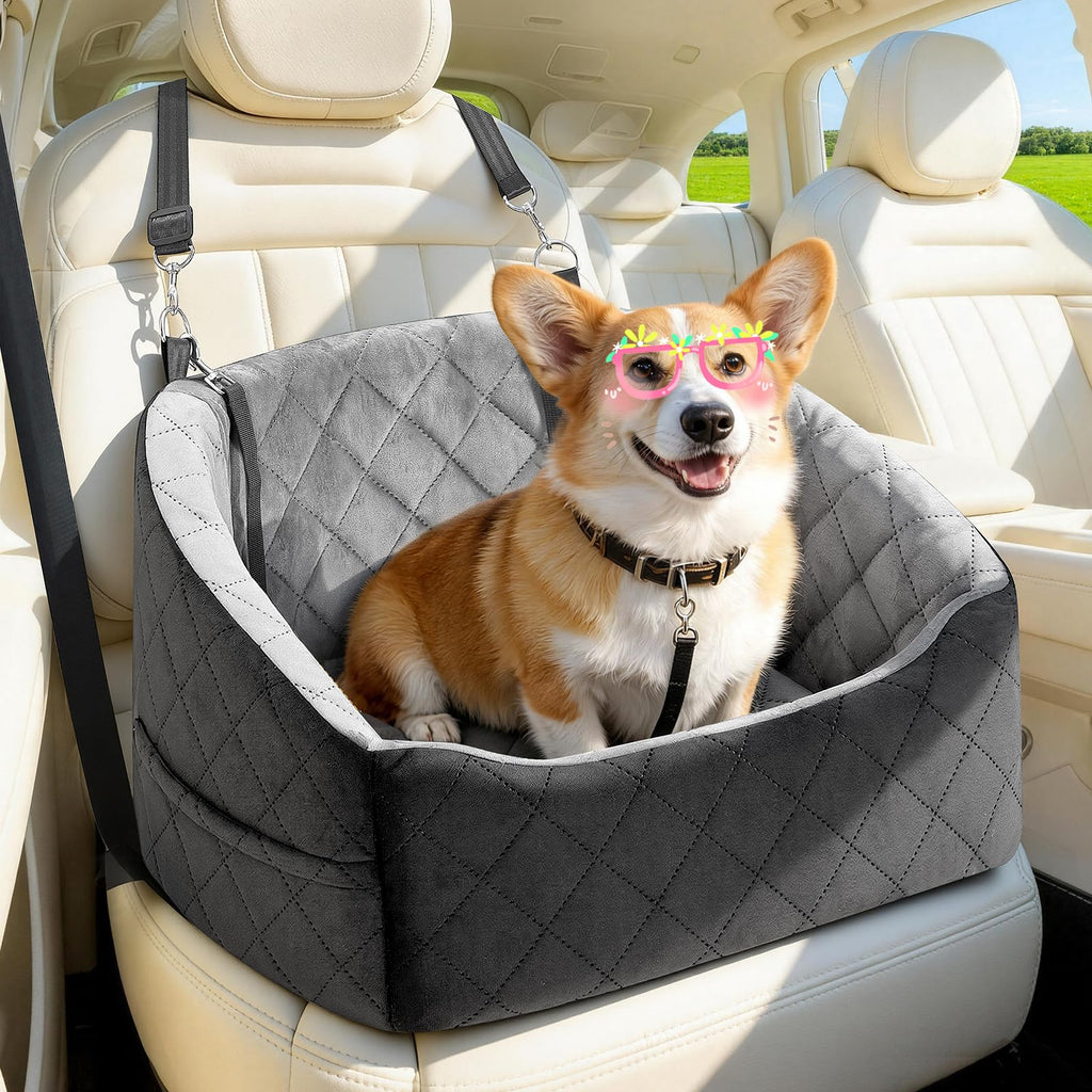 Dog Car Seat for Small Dogs Up to 30 Lbs, Grey-Black B809