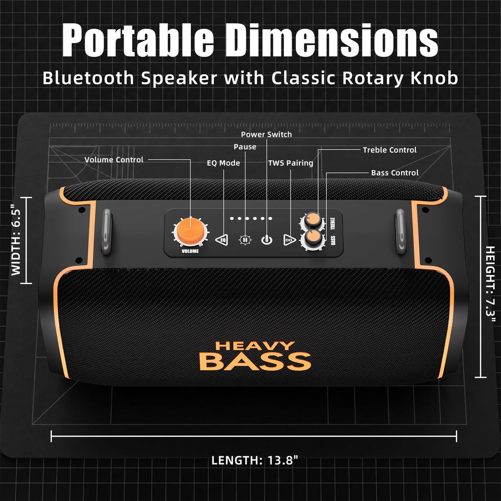 Portable Bluetooth Speaker, 120W Peak, 28-Hour Playtime M6866