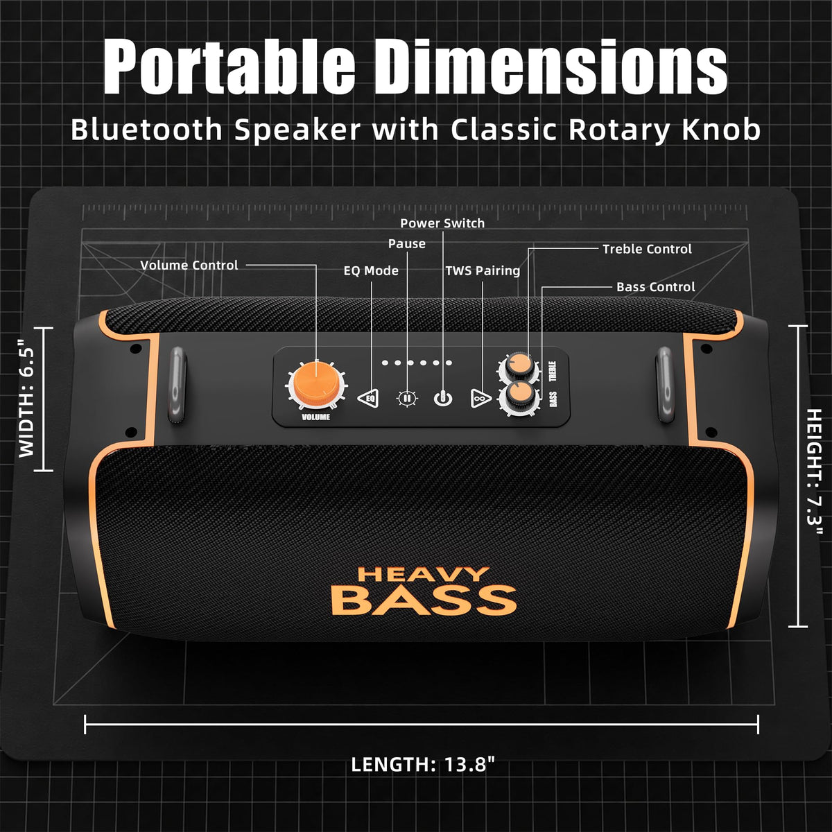 Portable Bluetooth Speaker, 120W Peak, 28-Hour Playtime M6866