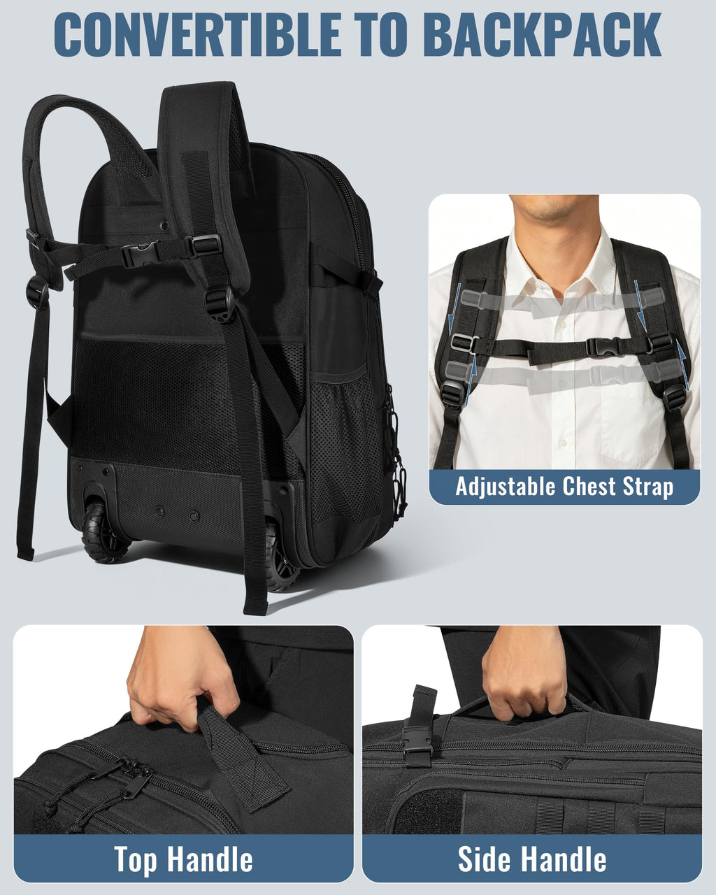 17 Inch Rolling Tactical Laptop Backpack with Wheels M12016