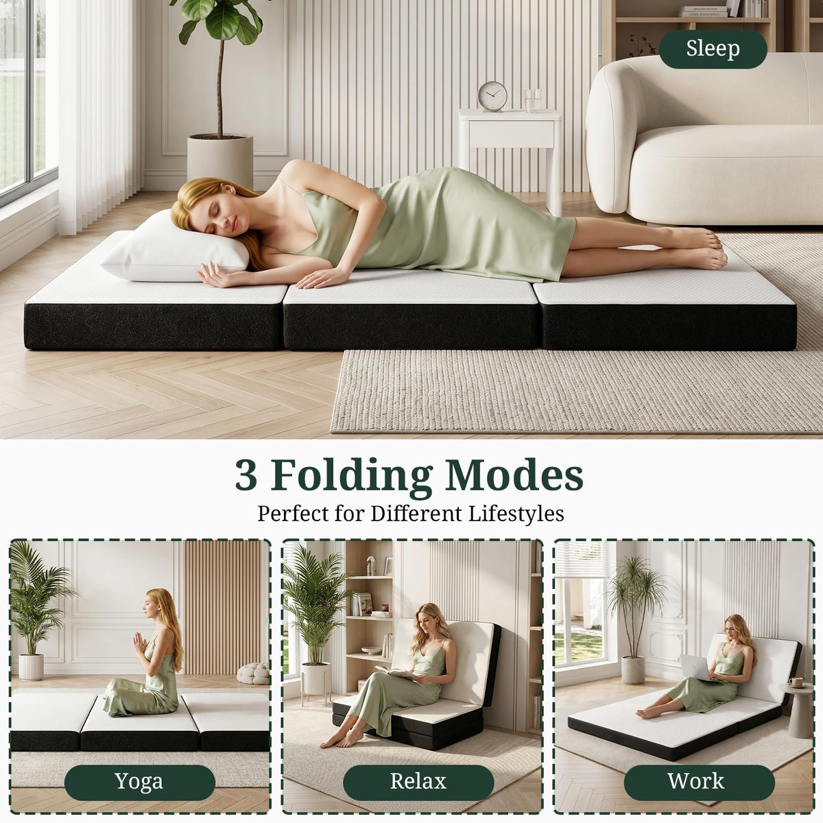 3 Inch Twin Tri-Fold Memory Foam Mattress G72683