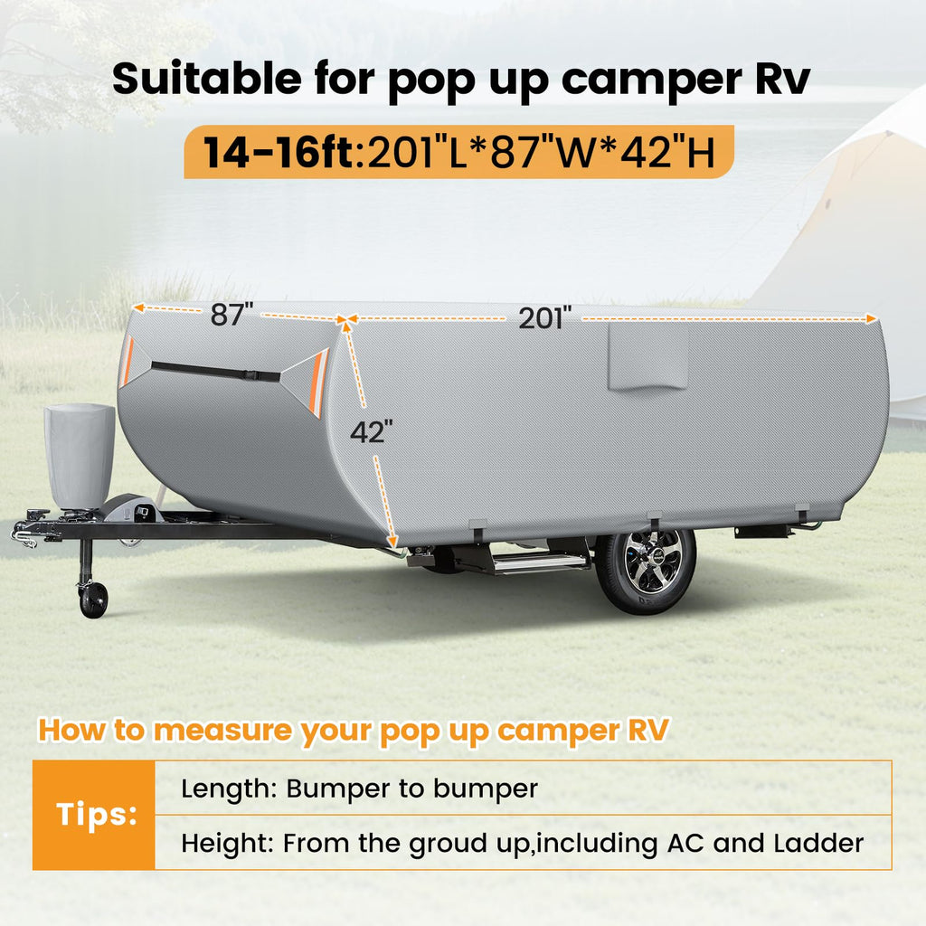 7 Layers Ripstop Waterproof Pop Up Camper Cover Fits 14' - 16' Trailers E4765