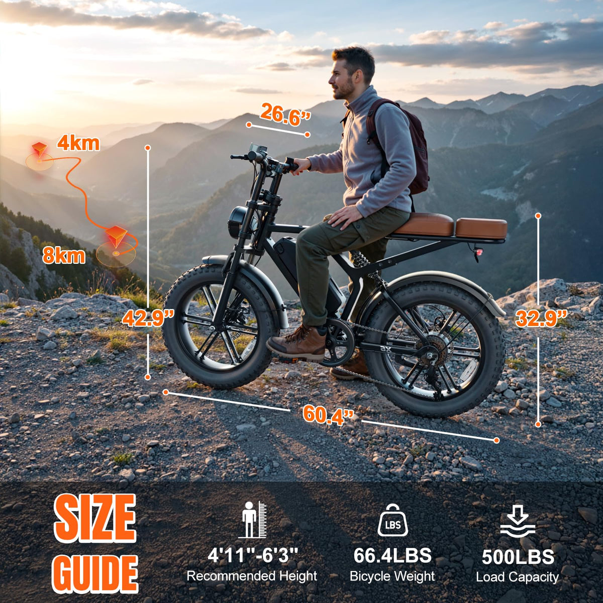 Electric Bike 48V 15 Ah Battery 2000W Peak Motor T5463