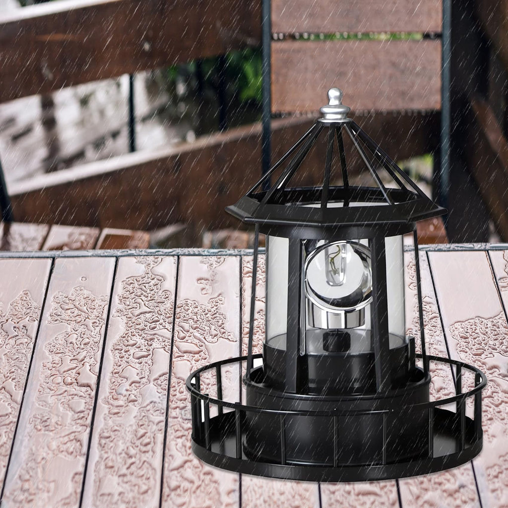 Black IP65 Waterproof Solar Rotating Lighthouse Light Z846