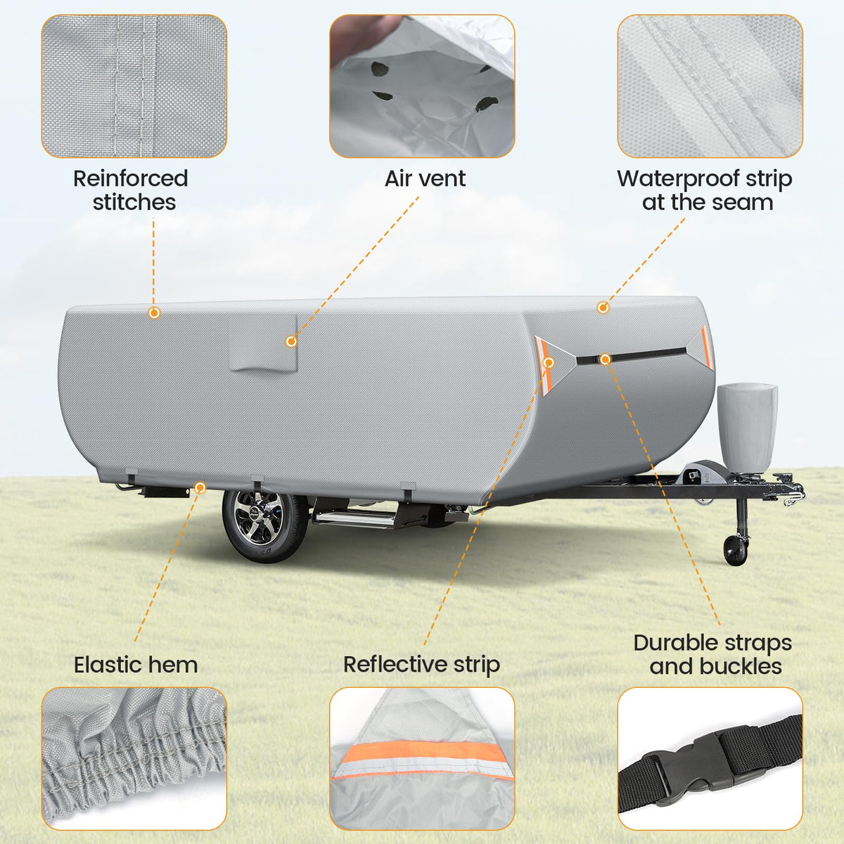 7 Layers Ripstop Waterproof Pop Up Camper Cover Fits 14' - 16' Trailers E4765
