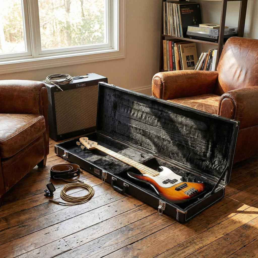 Black Bass Guitar Hard Case with Lock and Key J688598