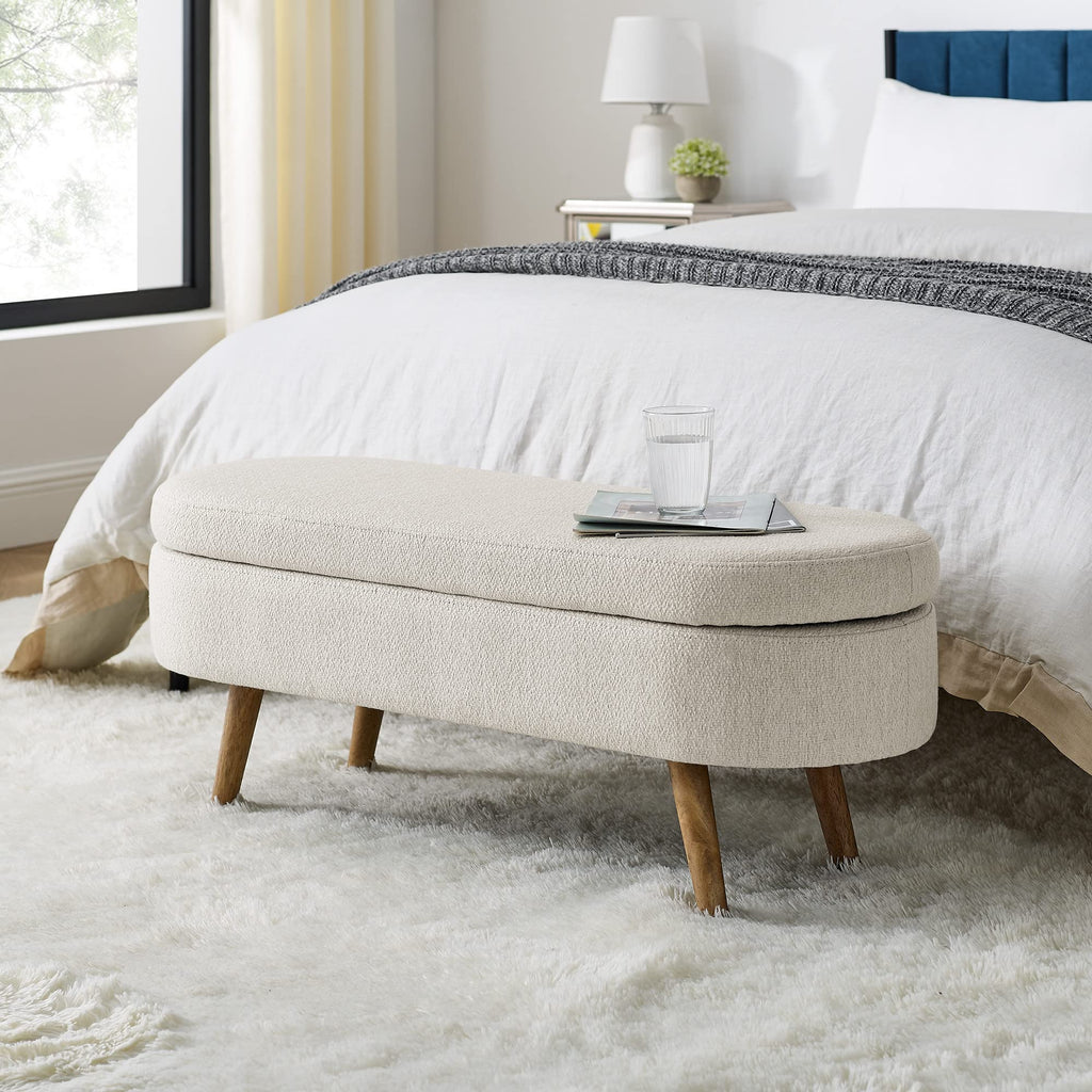 Oval Storage Bench with Rubber Wood Legs Y830