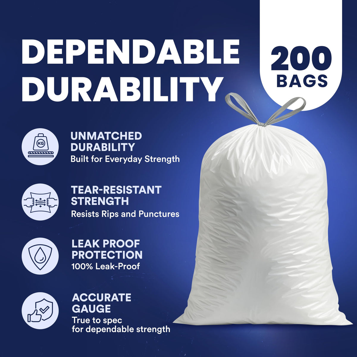 4-6 Gallon White Drawstring Bags G56543