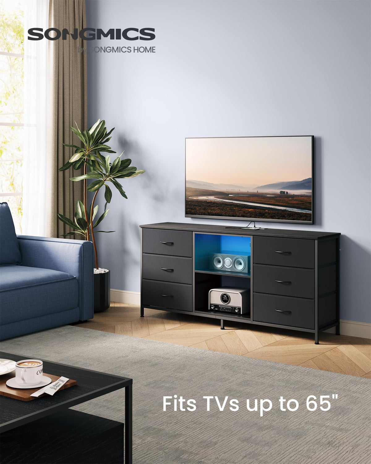 TV Stand with 6 Fabric Drawers and 2 Shelves S757