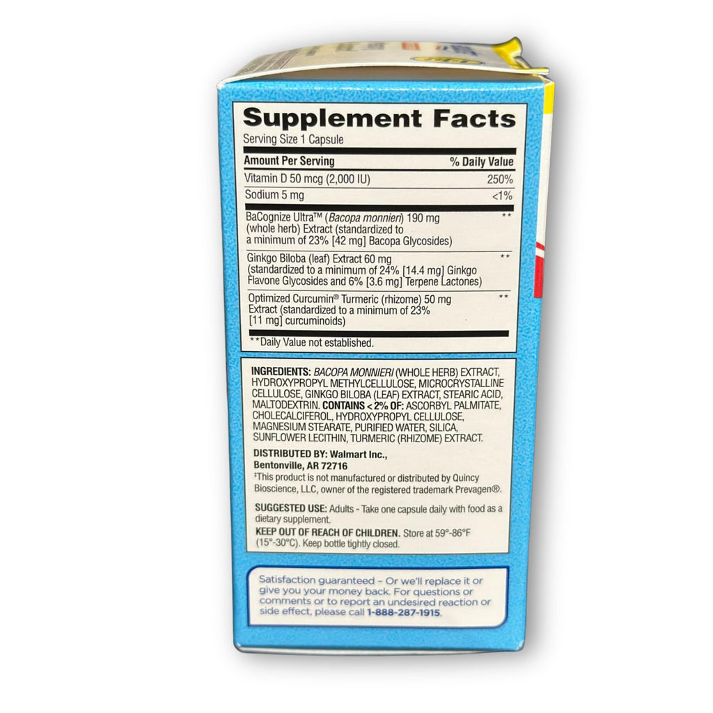 Bacopa Ginkgo Turmeric Vitamin D Capsules 30 Count O527884