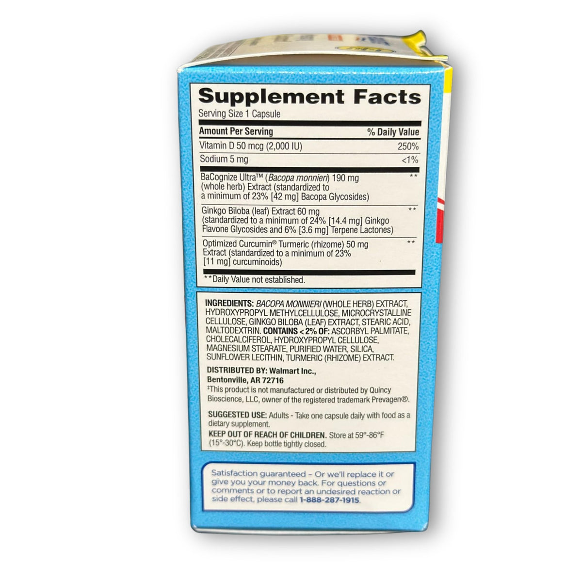 Bacopa Ginkgo Turmeric Vitamin D Capsules 30 Count O527884