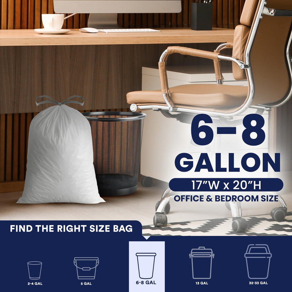 4-6 Gallon White Drawstring Bags G56543