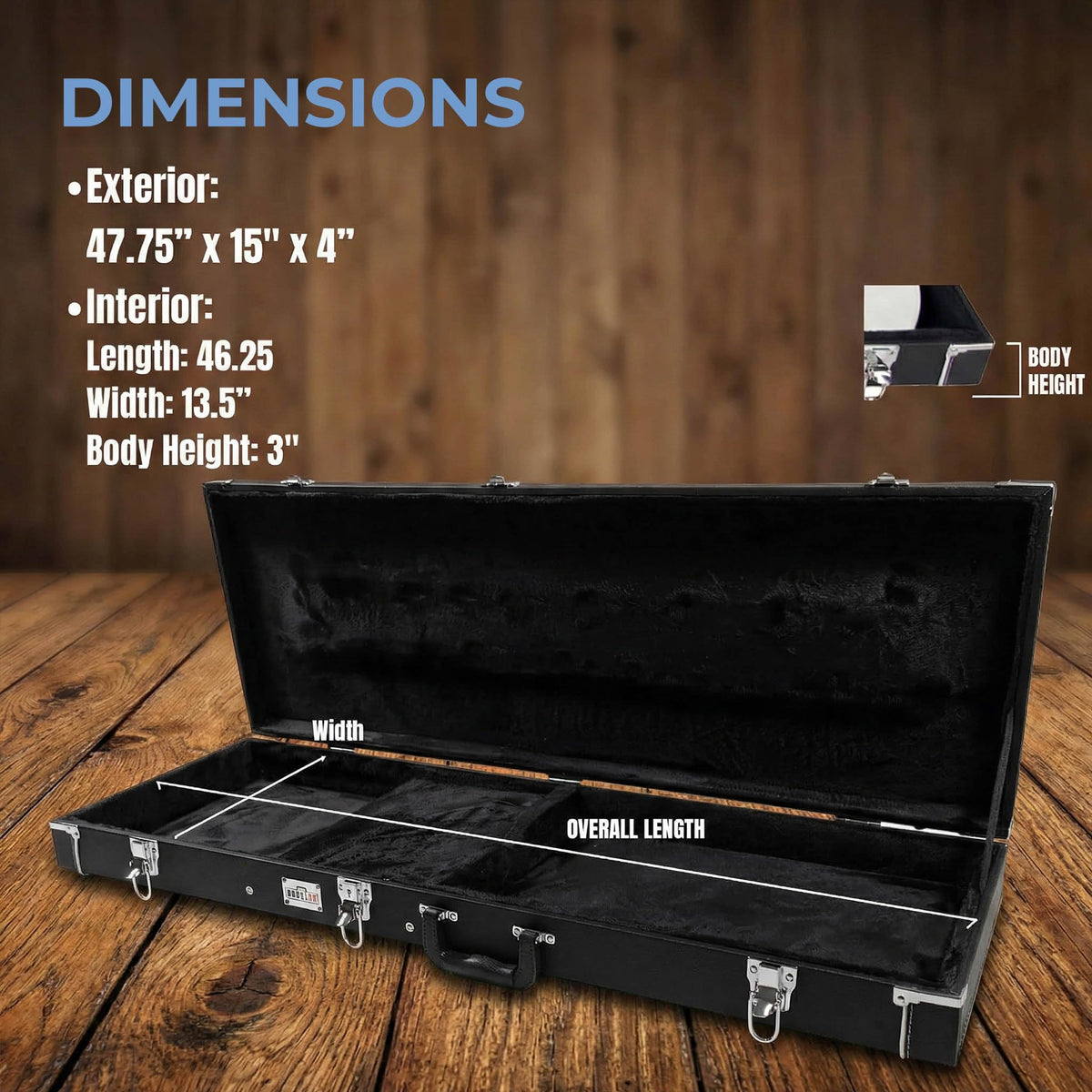 Black Bass Guitar Hard Case with Lock and Key J688598