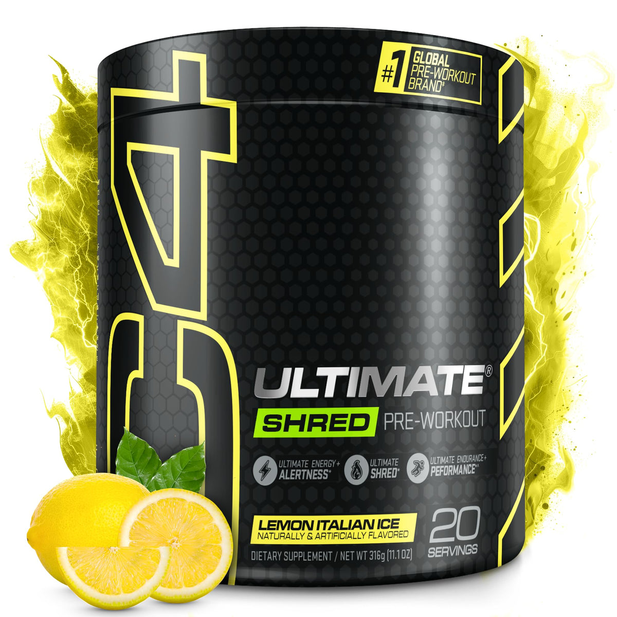 Pre Workout Powder Fat Burner Supplement With Ginger Root Extract 20 Servings Q628
