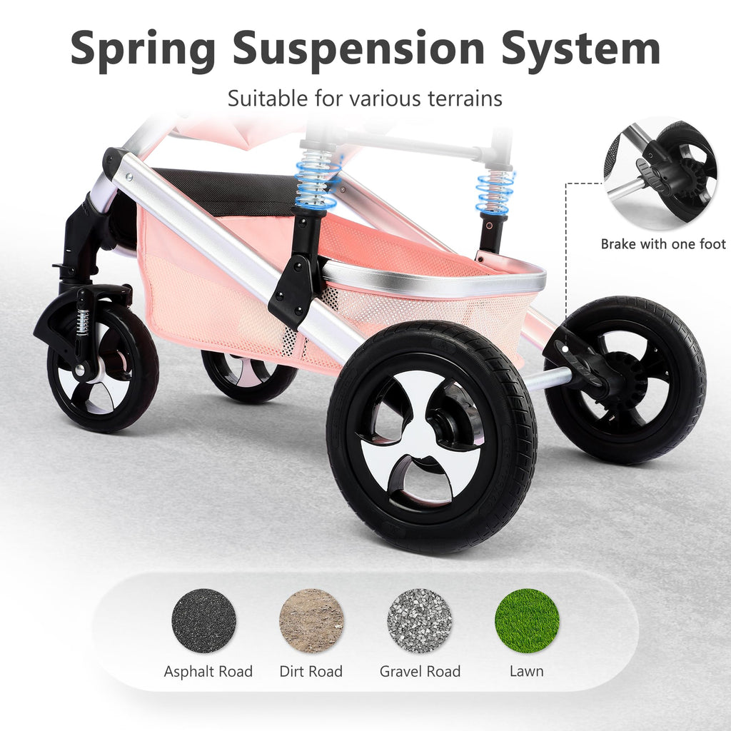 2 in 1 Convertible Baby Stroller, Diaper Bag, Pink W6811